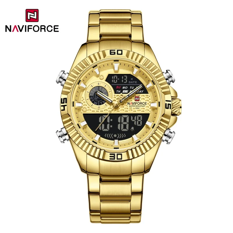 NAVIFORCE Watches for Man Quartz Dual Displpay Chronograph Waterproof Luminous Alarm Clock Male Fashion Daily Wristwatch NF9262S