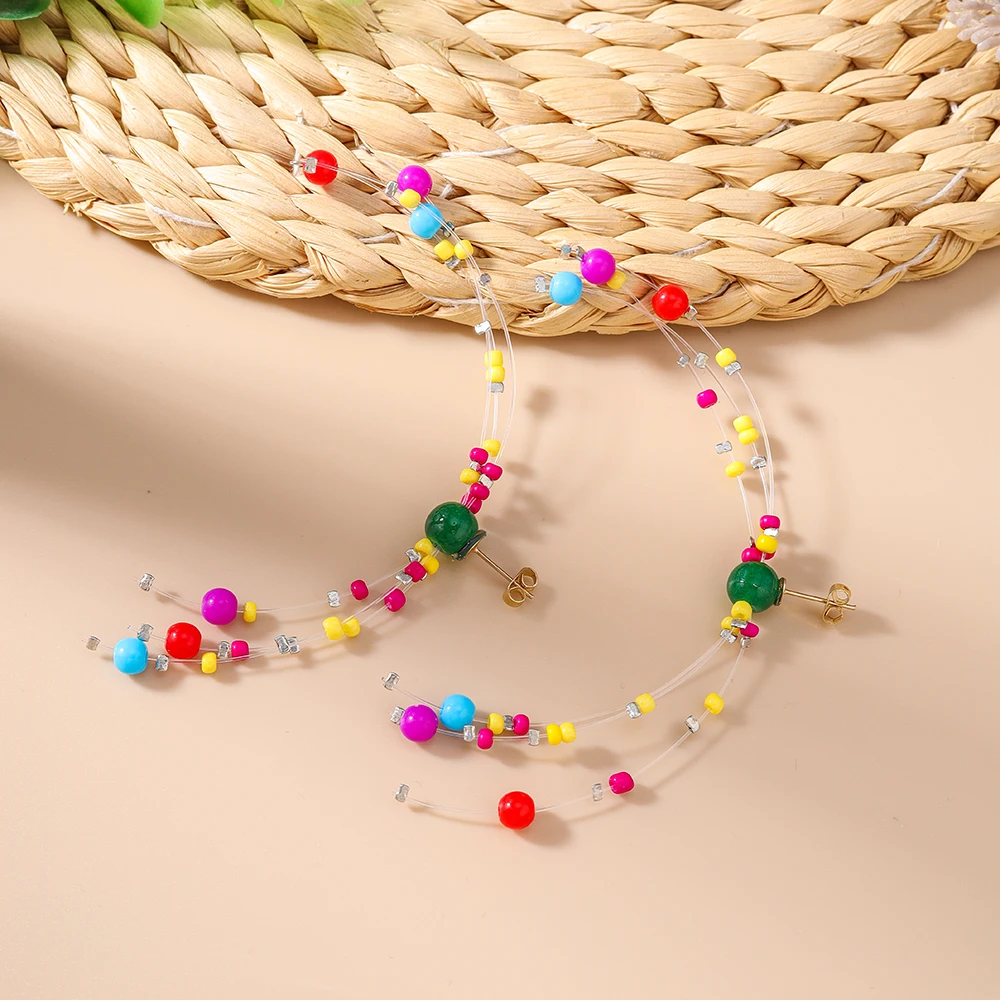 

Aihua Summer Beach Pearls Beads Long Tassel Earrings Colorful Beaded Earrings For Dopamine Girls Birthday Fashion Jewelry Gifts