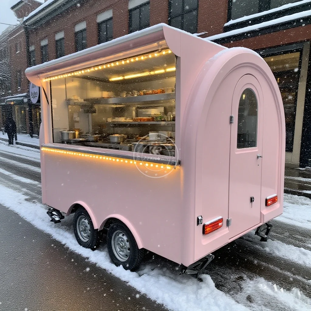 

Fully Equipped Caravan Bar mobile trailer Ice Cream Cart Pizza Fast Taco Food Truck food trailer with Full Kitchen