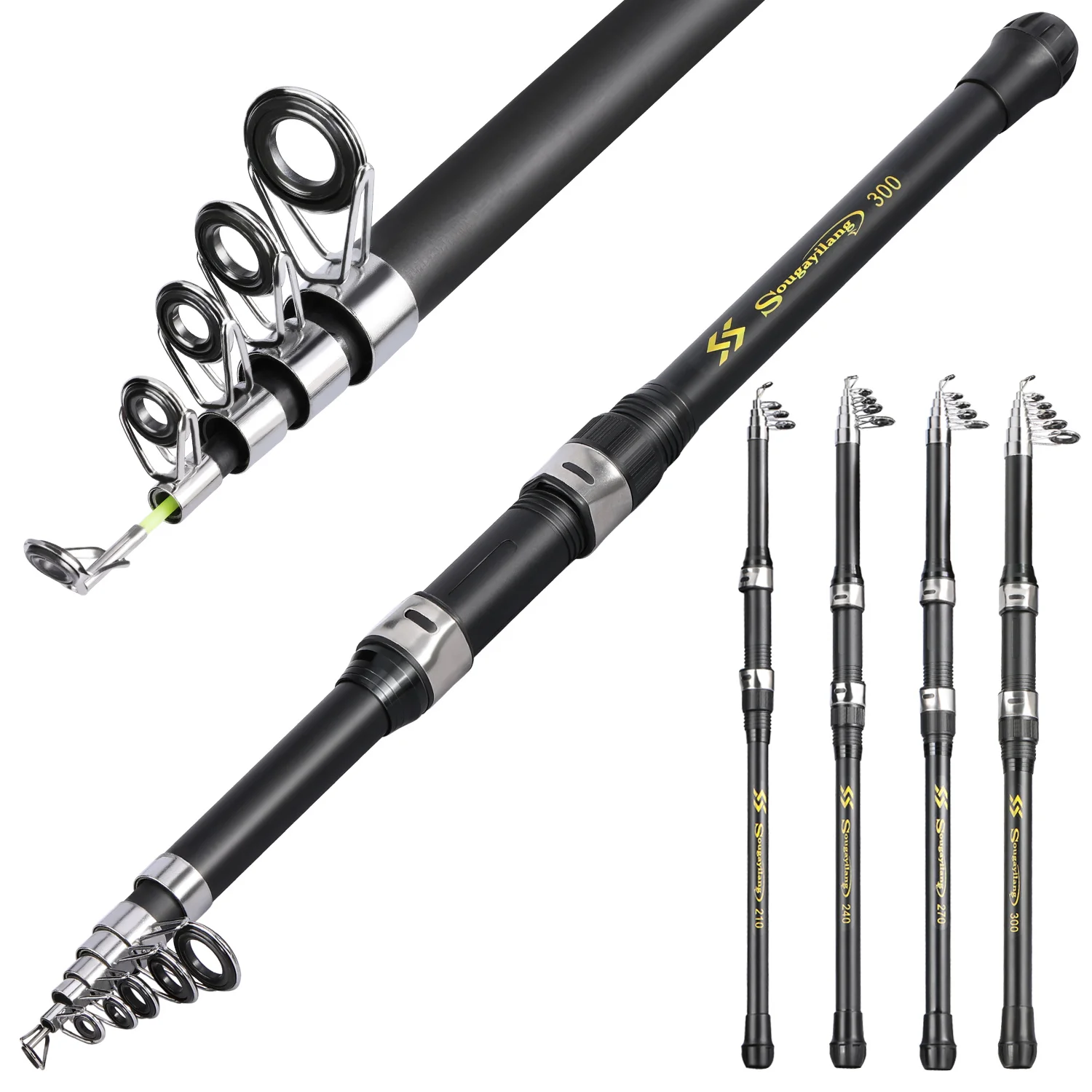 Sougayilang Carbon Fishing Rod 2.1-3.0m Telescopic Fishing Rod Baitcasting Rod Portable Leisure  Fishing Rod Saltwater Fishing