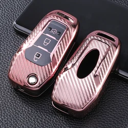 TPU Carbon Fiber Car Flip Key Cover Case Protective Shell Bag Holder for Ford Fusion Fiesta Escort Mondeo Everest Ranger