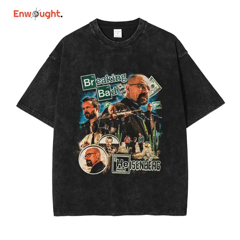 

Breaking Bad T Shirt Harajuku Movie Star Actor Lee Stone Vintage Washed Tops Tees Hip Hop Short Sleeve Oversized Retro T-shirt