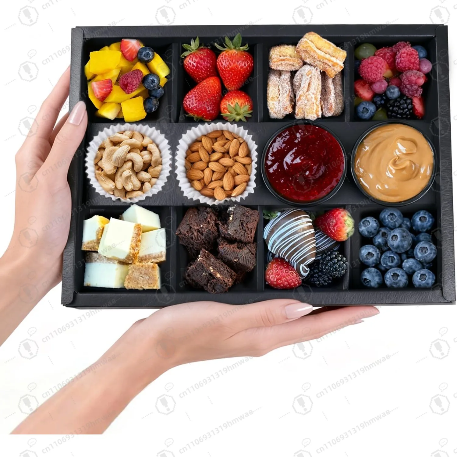 

Disposable 8-Compartment Serving Tray with Lids,10pcs Divided Cardboard Serving Tray Box with Ketchup Holder for 4-8 Persons