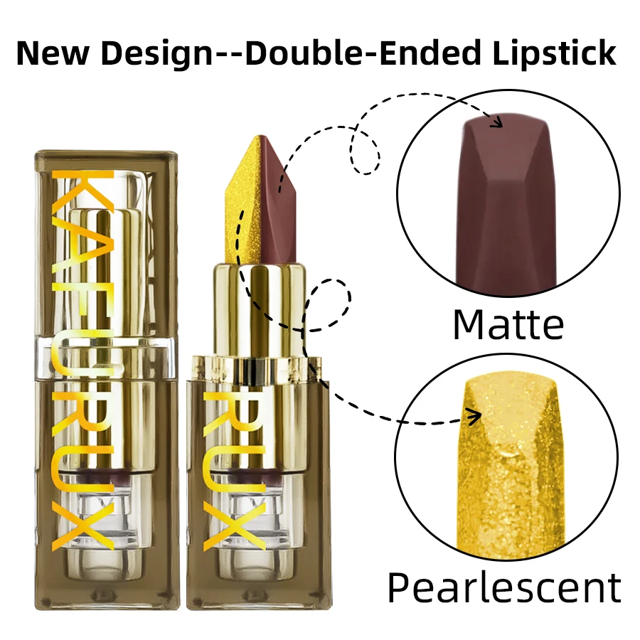 Rossetto metallizzato bicolore con glitter luccicanti Penna per labbra Finitura in velluto opaco Tinta per labbra liscia ad alto pigmento Trucco coreano