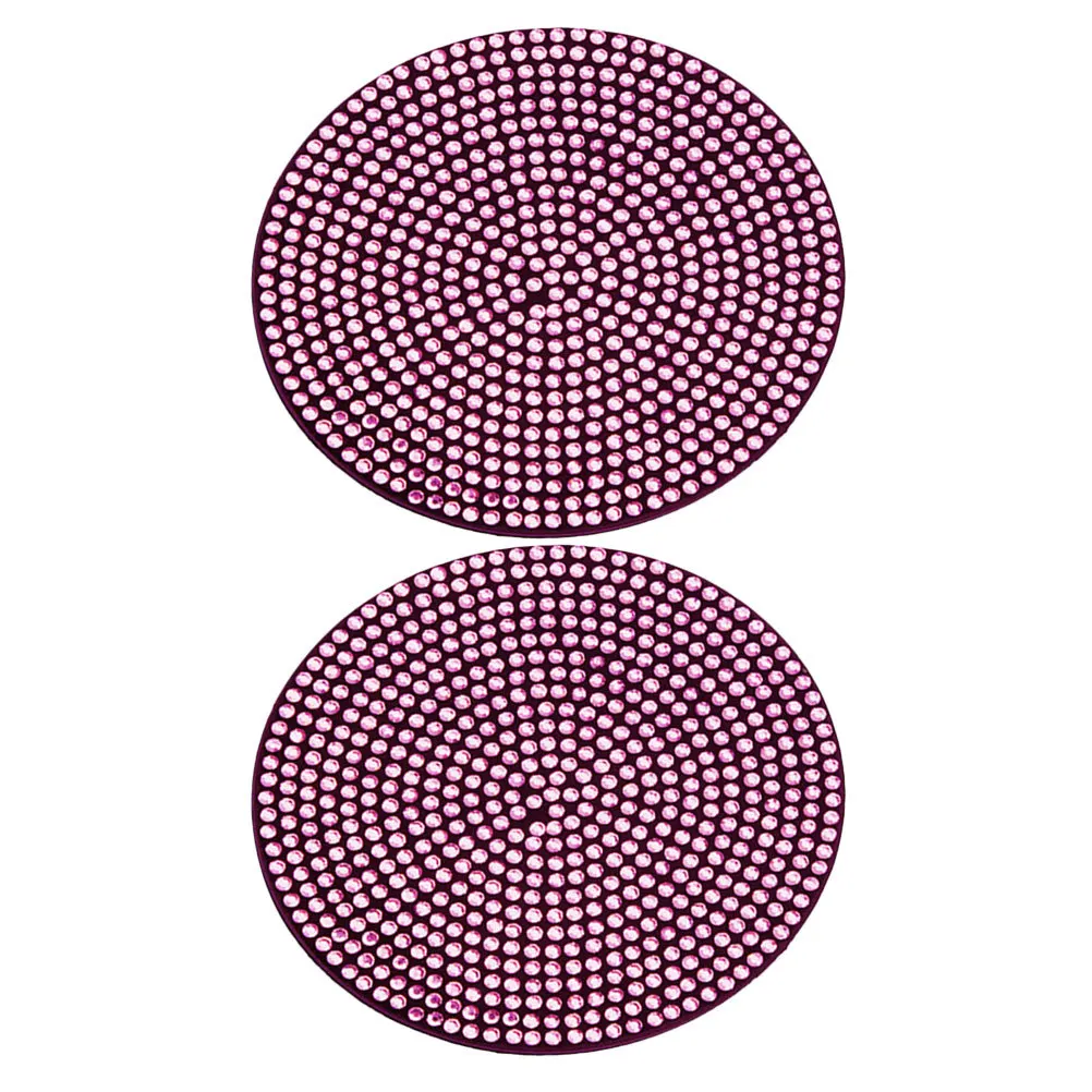 

2pcs Water Mat Car Non-Skid Coaster Auto Cup Holder Coasters For Car Anti-Slip Crystal Rhinestone Decorative Vehicle Cup