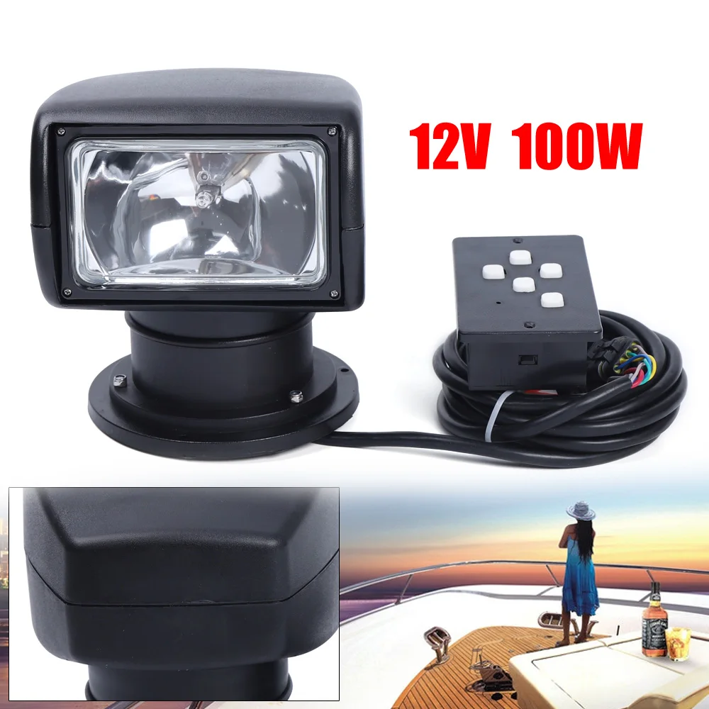 100W Bulb Spotlight for Boat Truck Car Marine Searchlight Lighting 2500LM 12V Waterproof 360° Rotate Halogen Searchlight Lamp