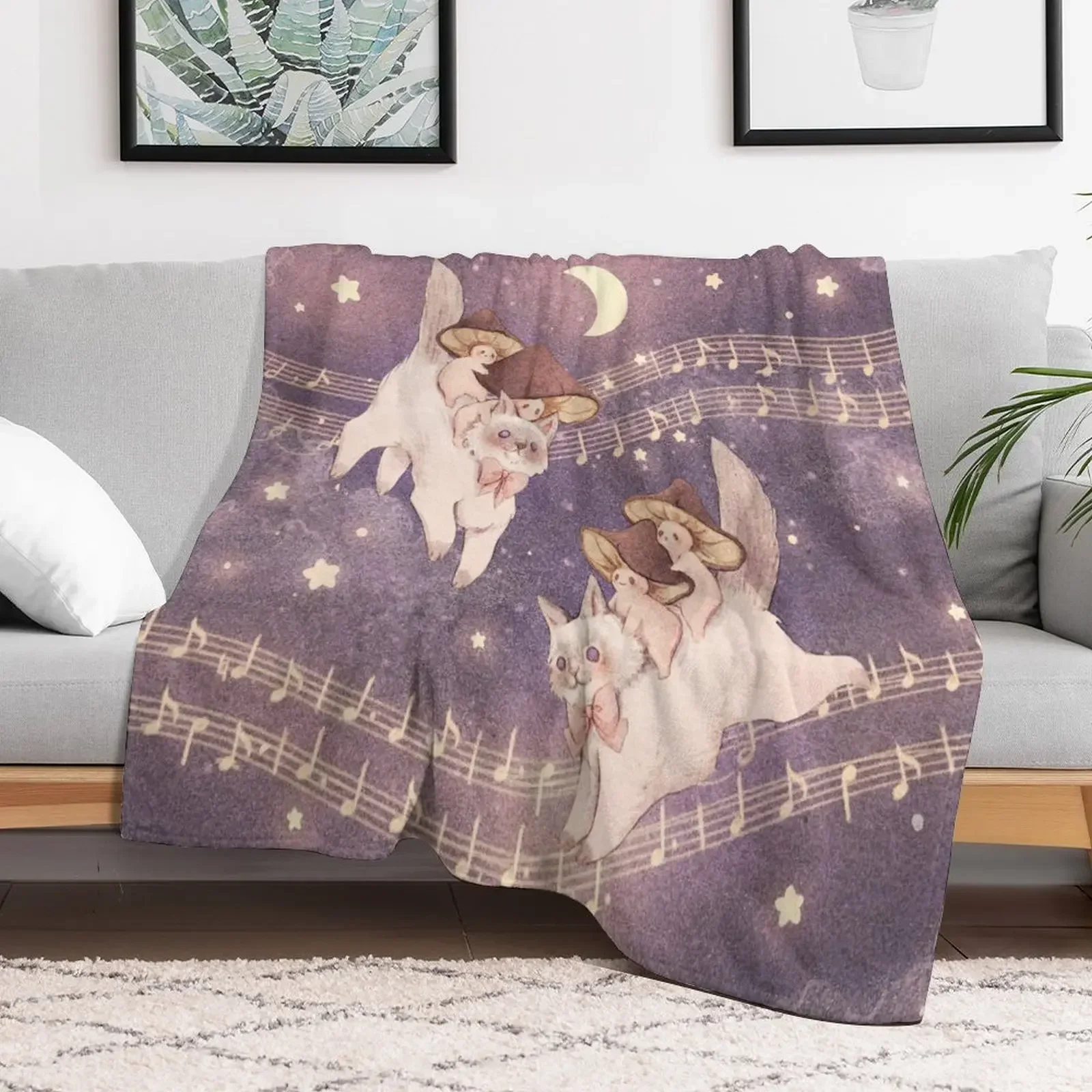 Starlit Cat Adventure - Background Throw Blanket for winter Quilt Blankets