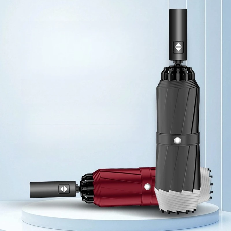 

1pcs Auto Retractable Large Umbrella Heavy Rain Resistant Reverse Design Sturdy Thickened Structure for Daily Commute