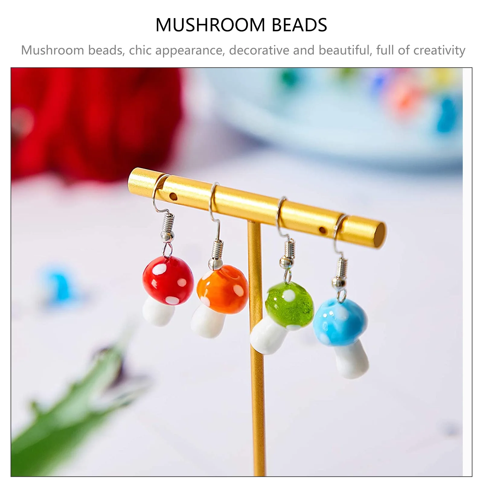 

30pcs Glass Mushroom Spacer Beads Smooth Wear-Resistant Diy Jewelry Making Craft Loose Beads For Necklace Earring Accessories