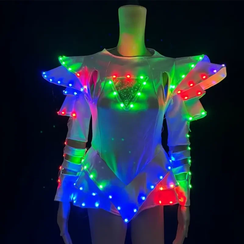 Neon LED Light Up Shirt for Men Women Rave Festival Glow in Dark Dance Wear Electronic Music Party Stage Performance Top