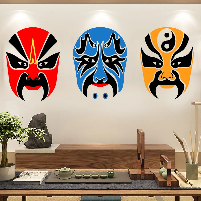 

Peking Opera Face Mask Wall Stickers Personality Creative Barbecue Restaurant Sichuan Restaurant Decoration Sticker Painting