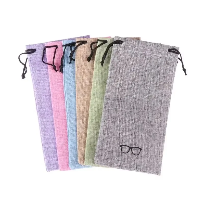 Multi-Functional Eyeglasses Case Optical Glasses Lanyard Cloth Bags Portable Linen Fabric Pouch for Sunglasses Bag