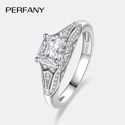 PERMANY 1-2CT Princess Square Cut Moissanite Ring for Women S925 Pure Silver Laboratory Diamond Wedding Fashion Jewelry 