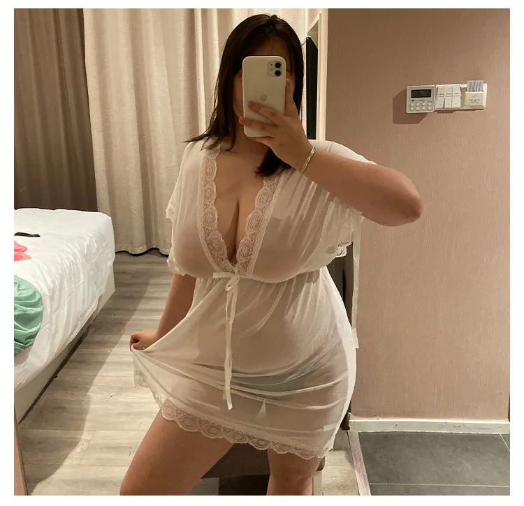 Fat mm sexy lingerie large size Sao passion suit transparent uniform temptation maid outfit sexy pajamas teasing nightdress