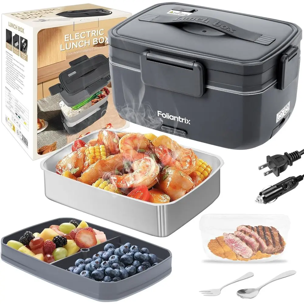 

Heated Lunch Box 90W Electric Lunch Box for Adults with 2L Stainless Steel Portable Food Warmer for Men/Work/Travel Luncher 12/2