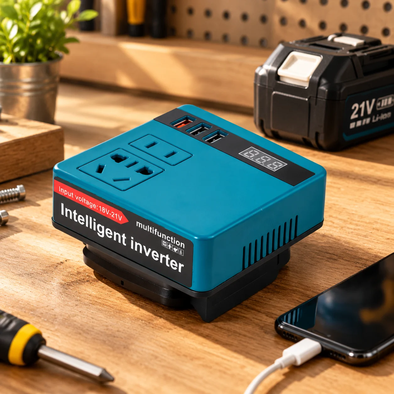 120W Lithium Battery Inverter DC 18-21V To AC 110V 220V Electric Tool Battery Inverter Power Inverter For Makita Outdoor Work