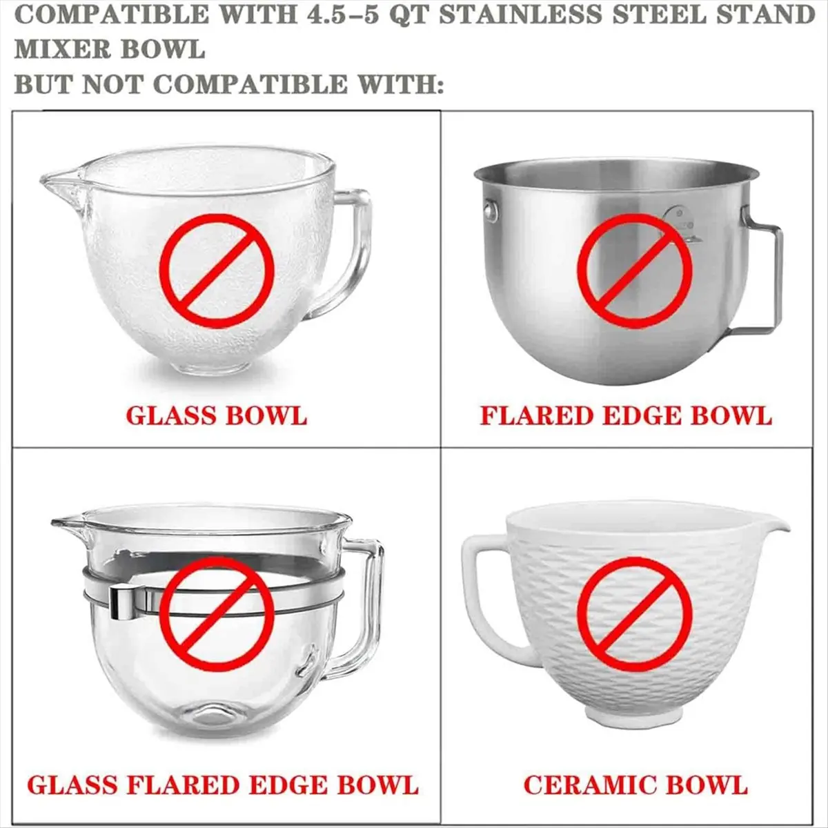 Ideal# 2PCS Mixers Bowl Covers for 4.5-5 Quart Tilt-Head Stand Mixers Bowl Covers Accessories Splash Guard Lids