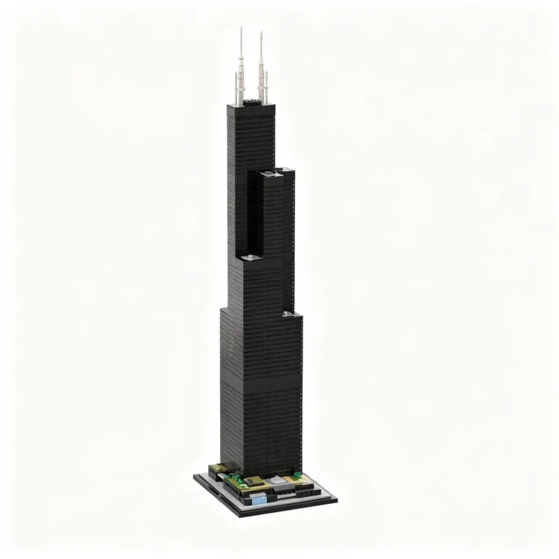 2849pcs MOC Willis Tower Sears Tower 1 800 Scale Architecture Model Building Blocks Construction DIY Idea Collection Art 3D