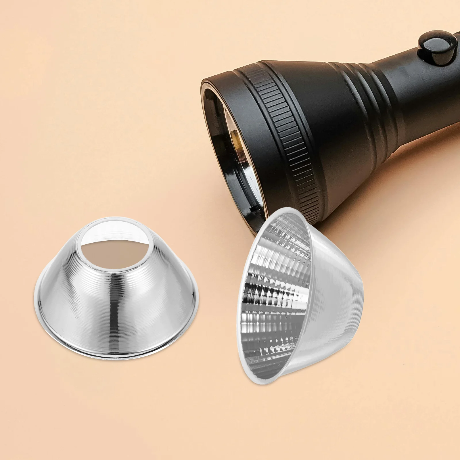 

2Pcs Flashlight Reflector Cup Replacement Enhanced Brightness Aluminum Reflective Hoop Outdoor Emergency Spotlight Accessory