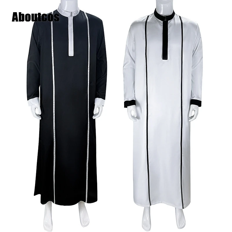 

Aboutcos Halloween Cosplay Costume Kaftan Jubba Pastor Godfather Costume Role-playing Cosplay Costume Muslim Robe Men Long Dress