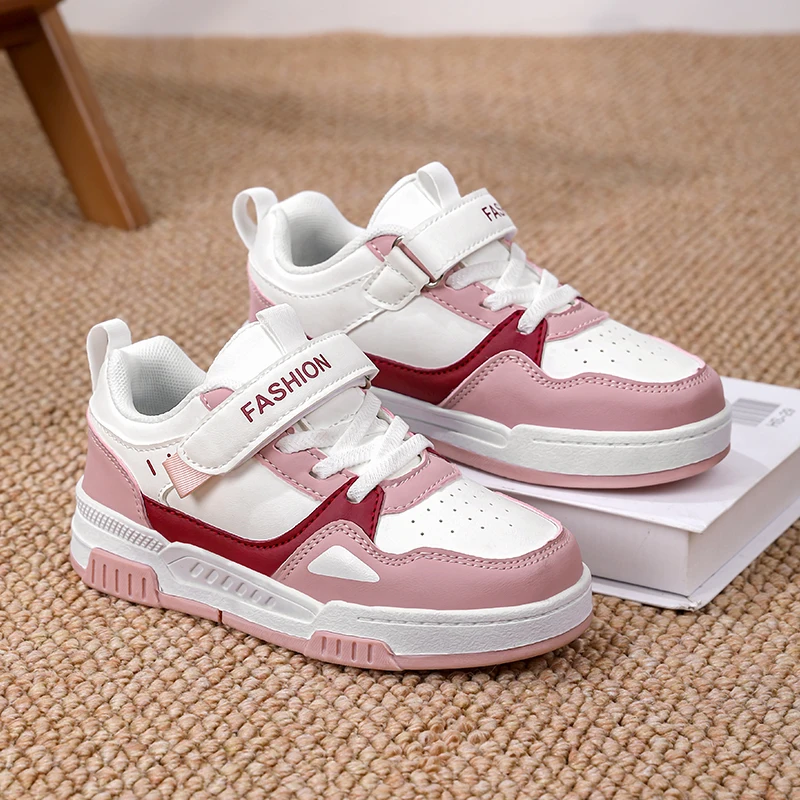 A pair of children's four-season leather upper sports shoes, campus fashion trend versatile casual sneakers, sizes 27-38，YZ-Y008
