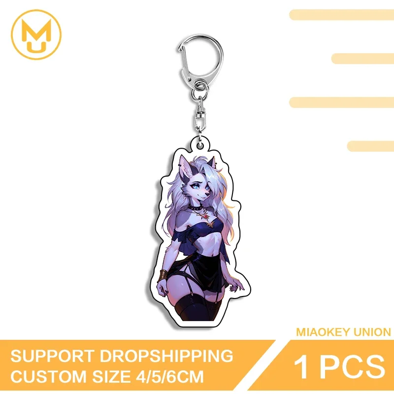 Figura de Anime Sexy Loona peluda impermeable exquisita llaveros acrílicos de doble cara uso diario accesorios de joyería de Anime regalos