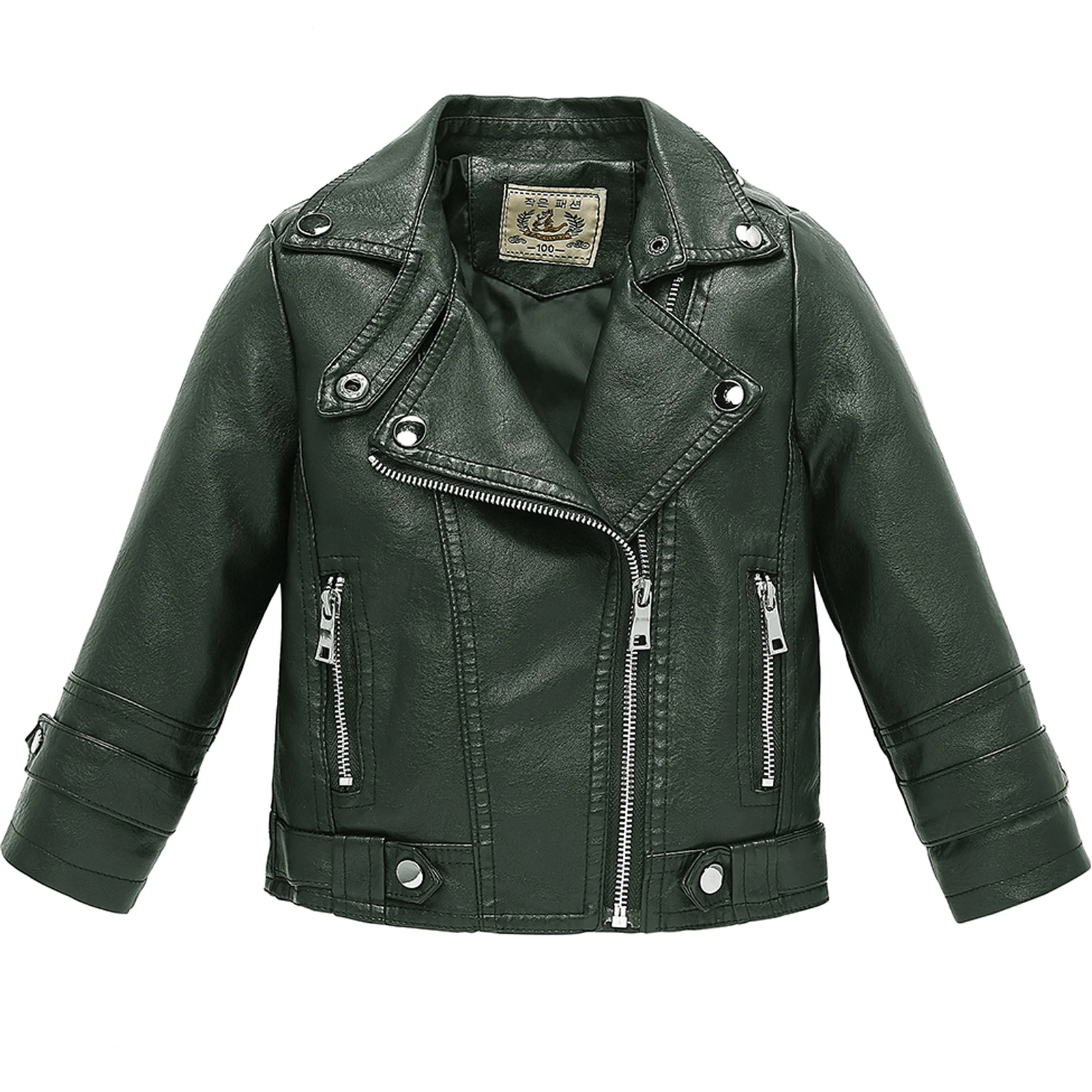 Casual Cool Children's Faux Leather Coat,Boys PU Leather Jacket,Multi-Zipper Fashsion Kids Motorcycle Biker Outerwear for Spring