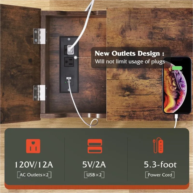 أريكة غرفة المعيشة مع مقبس USB، وطاولة جانبية مع نهاية شحن التشفيه، ورف طاولة جانبية، ومستلزمات خاصة عبر الحدود