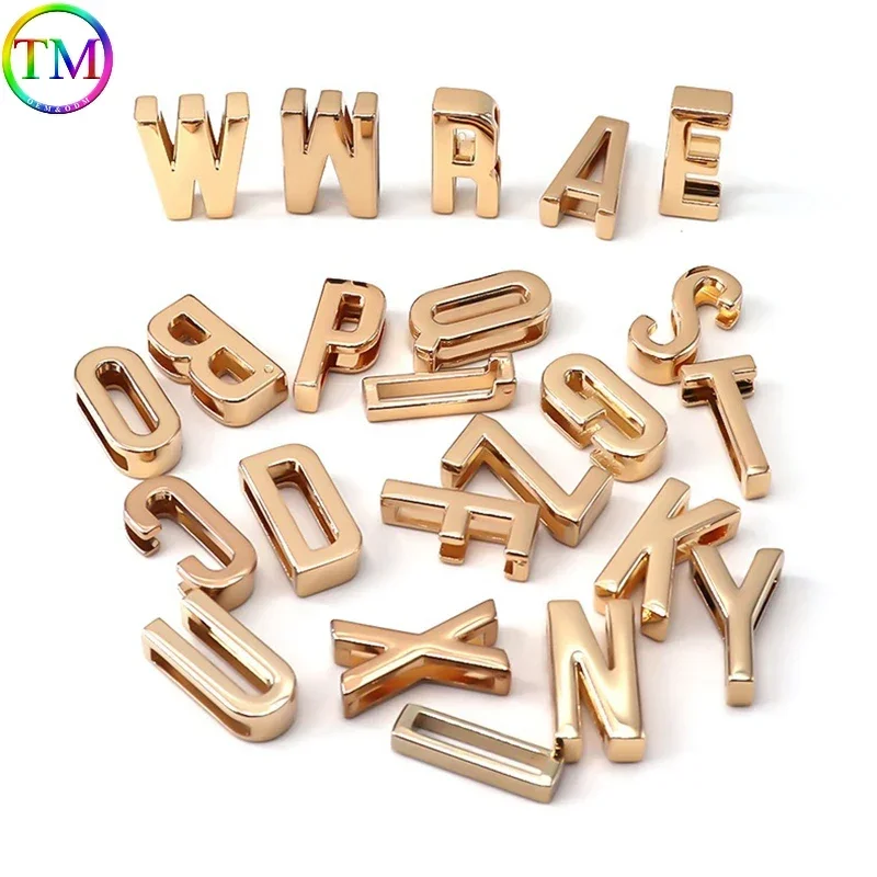 Metal A-Z Alphabet Solid Plain Slide Letter Bead Lettering Pet Collar/Chokers Craft Bridal Handbags Making Hardware Accessories