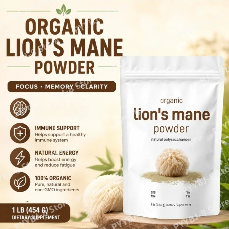 Organic Lion's Mane Mushroom Powder 1Lb Hericium Erinaceus Extract Used To Improve Focus Enhance Energy & Promote Immune Health view 6