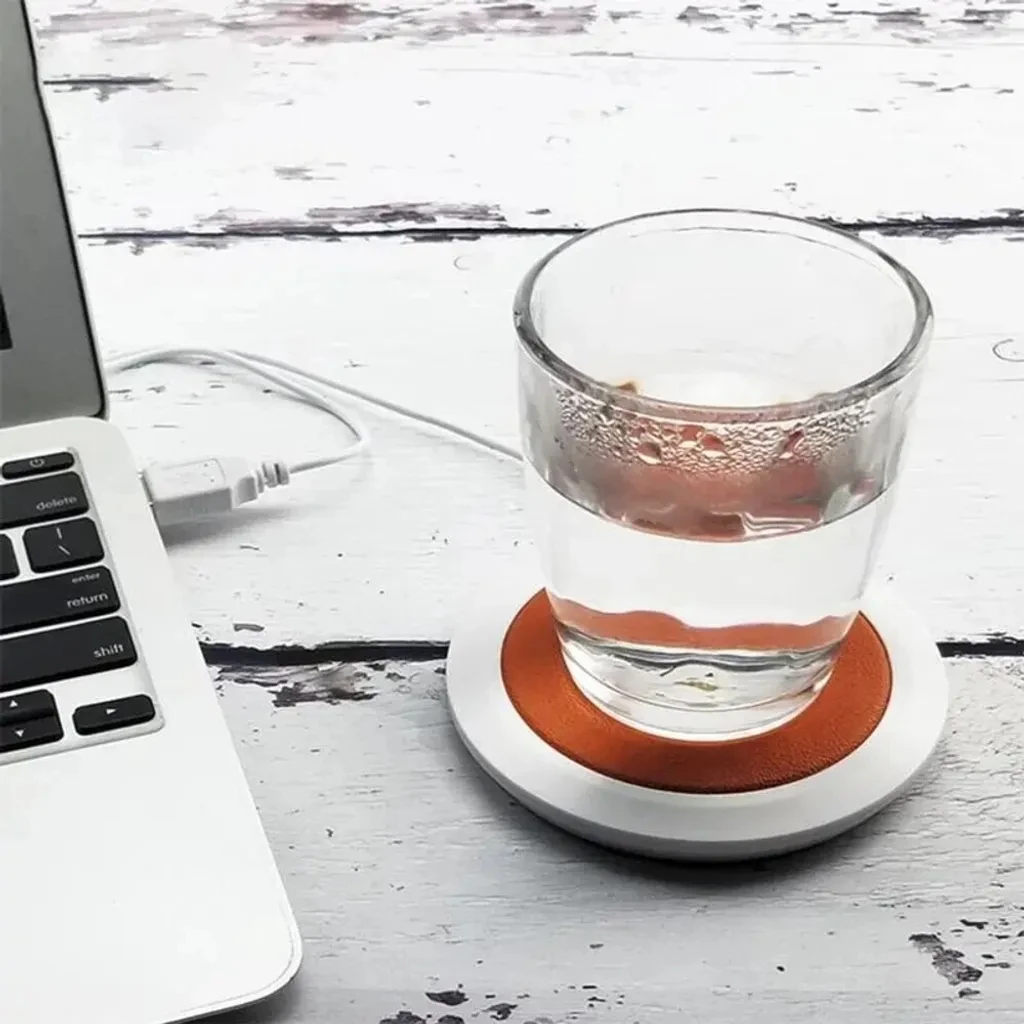 Coffee Cup Heater For Famliy Gift PU Leather Drink Mug Heating Warm Mat Home Office 55℃ Constant Temperature Coaster With Usb