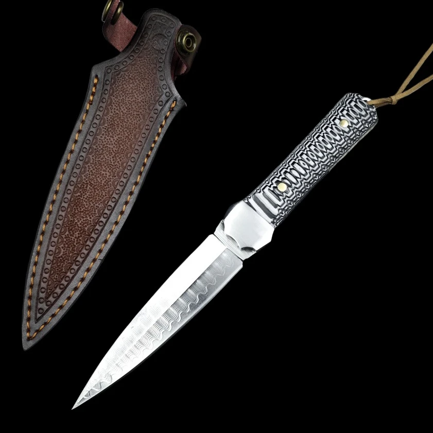 

Высокая твердость VG10 Дамасское лезвие G10 Ручки Тактический охотничий нож Открытый дикая природа EDC Инструменты Выживание Кемпинг Карманный нож