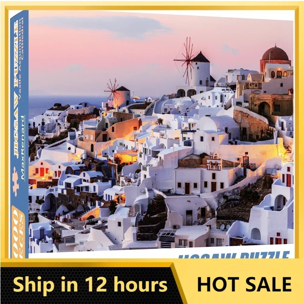 

MaxRenard 68*49cm Jigsaw Puzzle 1000 Pieces Family Game Landscape Santorini Home Wall Decoration Gift Art Puzzles Adults Toys