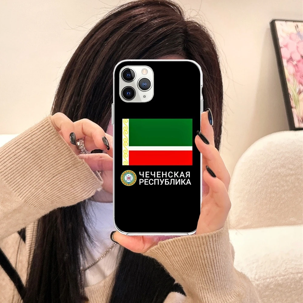 Chechnya Flag Cool Mobile Cell Phone Case for iPhone 15 14 13 12 11 X XR XS 8 Pro Max Plus Mini Clear Transparent Cover Shell