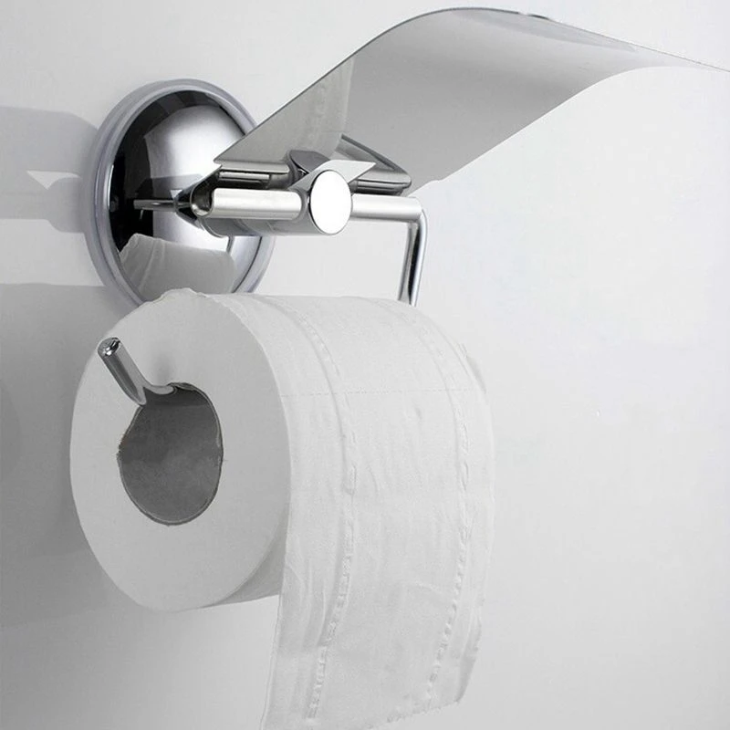 2X Stainless Steel Toilet Paper Holder Heavy Duty Suction Wall Mount Toilet Tissue Paper Holder Bathroom Paper Holder