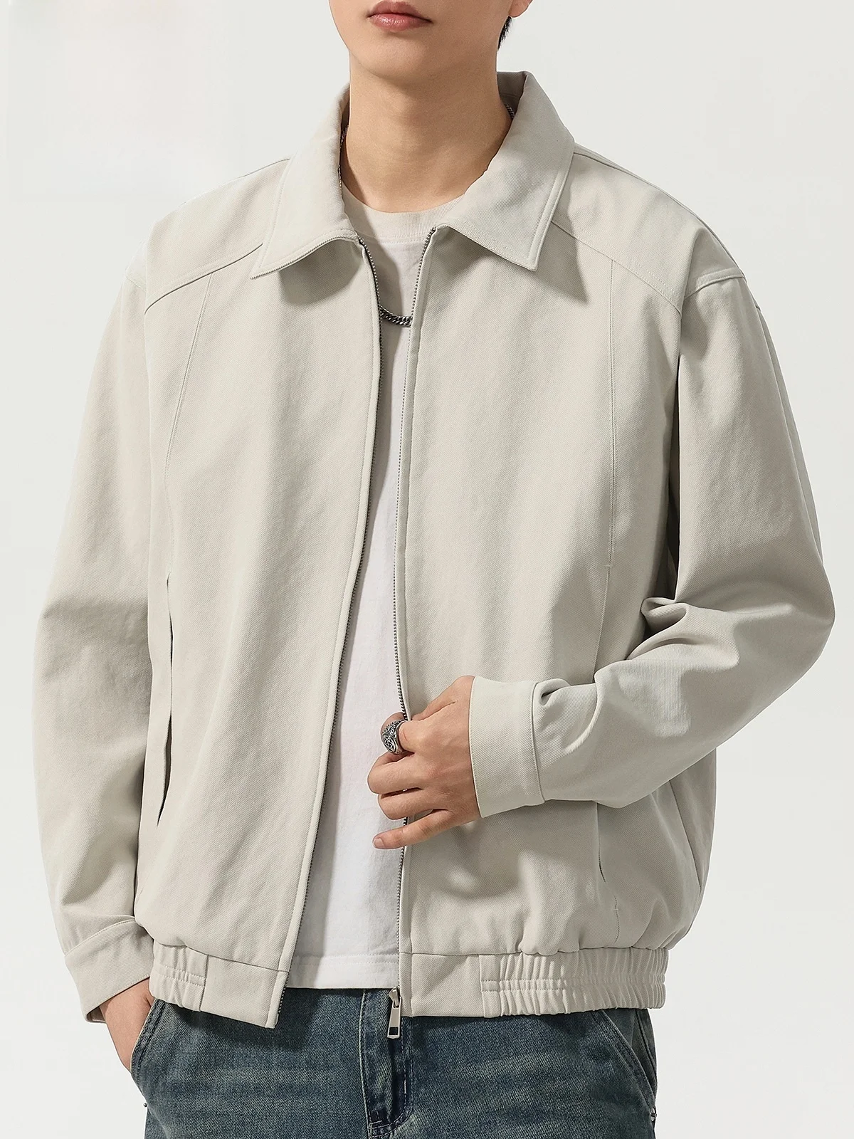 

Мужская куртка Pierre Cardin с воротником, весна 2026, свободного кроя, повседневная, рабочая, на молнии, с длинными рукавами