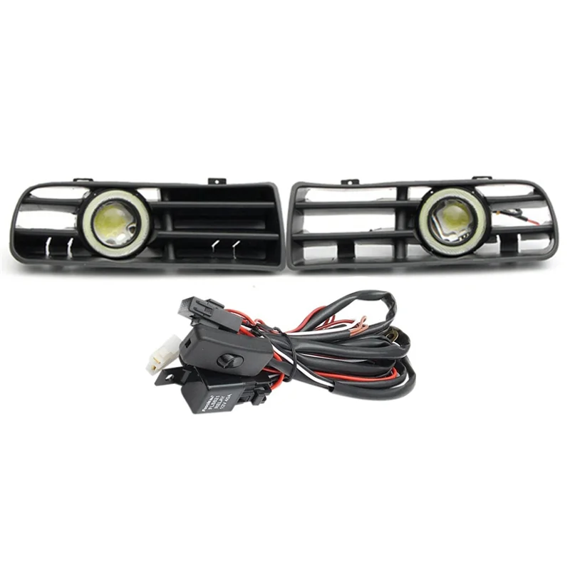 1Set Car Grill LED Fog Light Grille Lower Grill with LED DRL Lamp for VW GOLF MK4 1998-2004