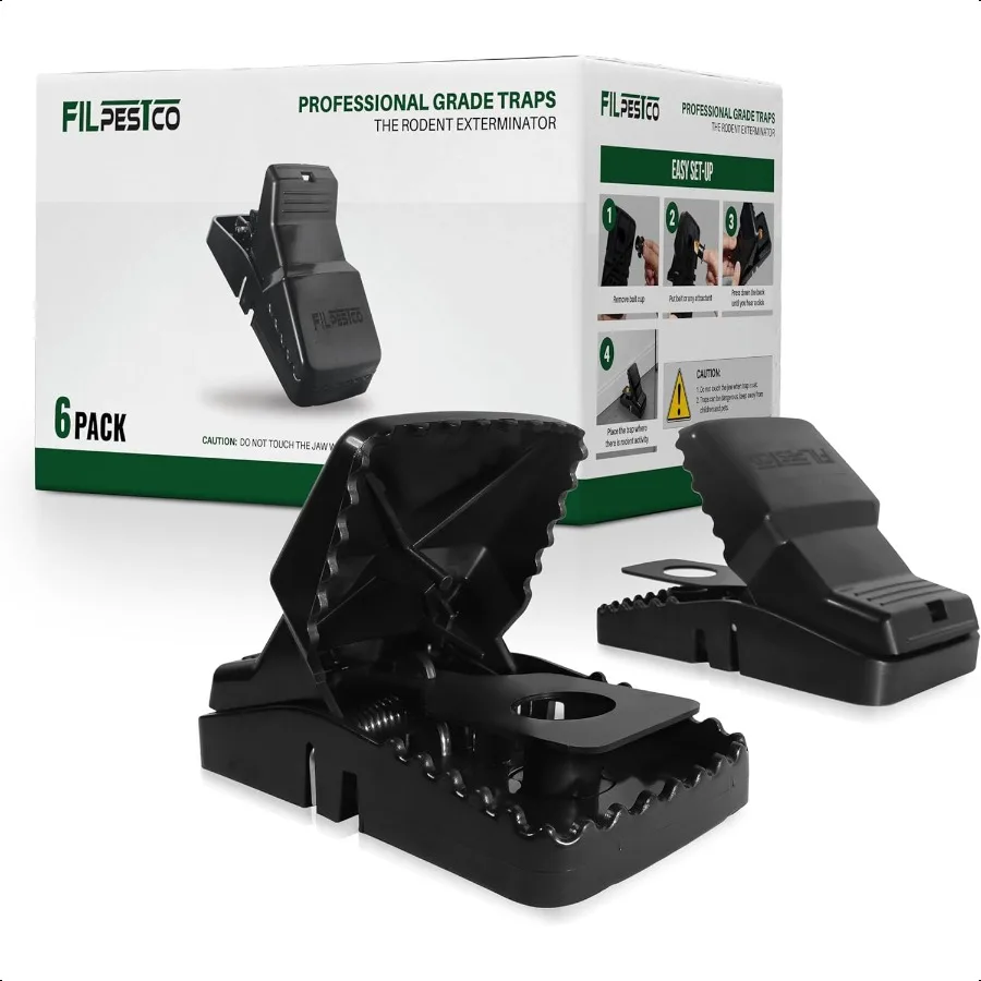 

Набор из 6-профессиональных очень больших ловушек для крыс, ловушек для мышей, многоразовых ловушек для тяжелых условий эксплуатации, стержень для борьбы с вредителями в помещении и на открытом воздухе