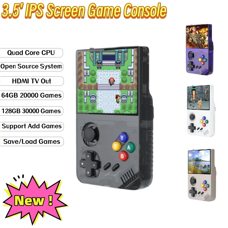 M19 Retro Portable Video Game Console Linux System 3.5 inch IPS Screen Handheld Game Player 128GB 30000 Games For PSP/PSX/MAME