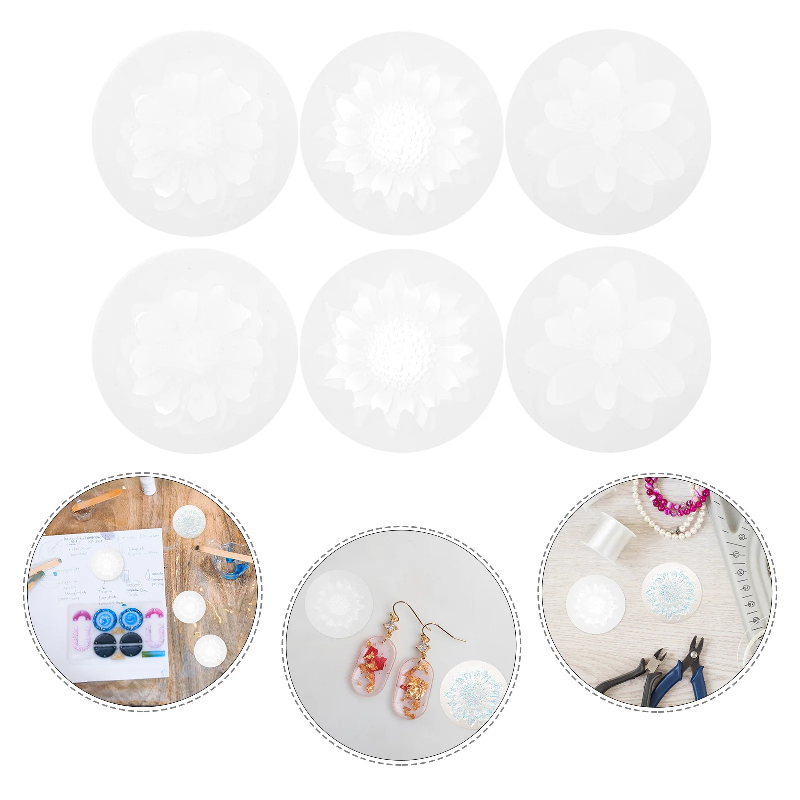 6Pcs Flower Silicone Mold 3D Resin Epoxy Craft Mold DIY Jewelry Making Accessories Flower Resin Mould Hand Making Mould