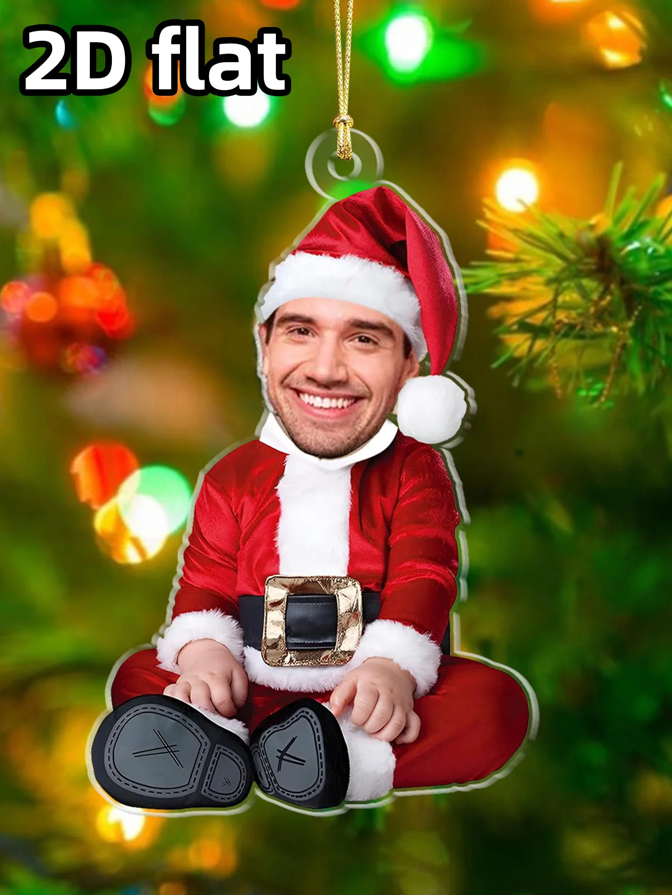 Ornamen Potret Liburan Kustom – Kenang-kenangan Pribadi untuk Bayi, Anak, atau Dewasa dengan Gambar Santa, Elf, atau Manusia Salju