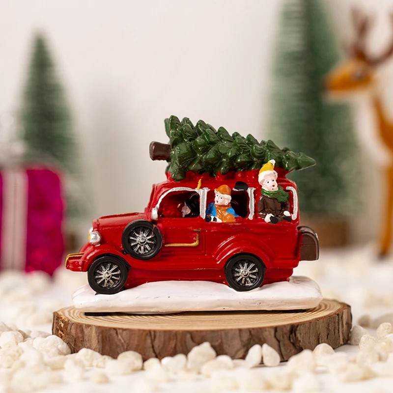 Christmas Decorations Truck Ornaments Transporting Christmas Tree Car Glowin Christmas Village For Kids Home Decor