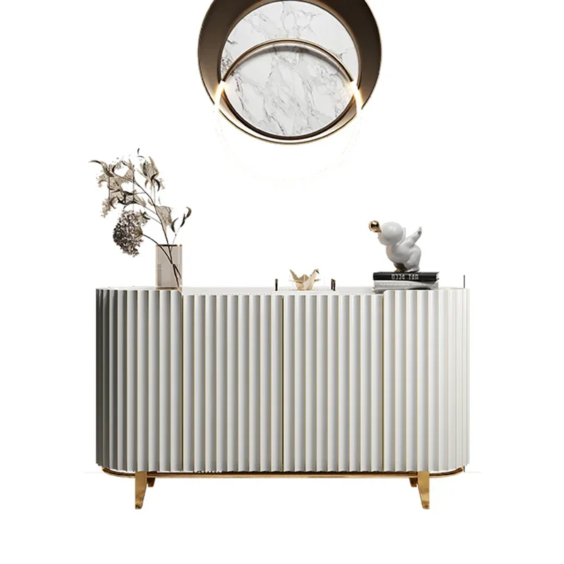 

Italian light luxury dining side cabinet marble solid wood porch cabinet living room wall decoration storage entry partition