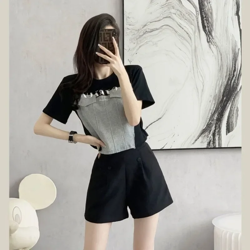 

Female Shorts Top And Bottom Women's Short Sets 2 Pieces Two-piece Sleeve Cheap Korean Style Offers Vacation Outfits Woman 2024