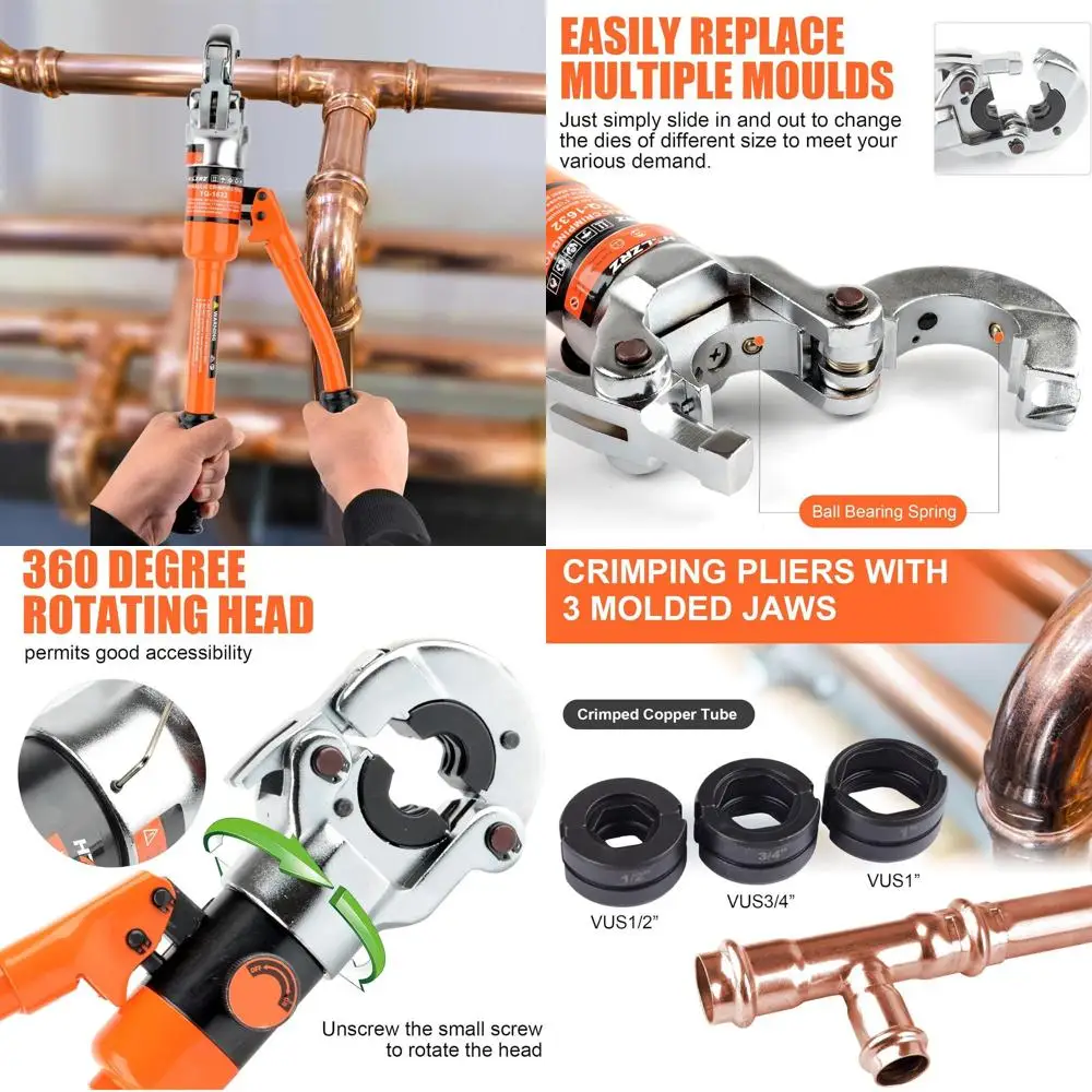 

Универсальный обжимной инструмент для медных труб 1/2, 3/4, 1 дюйм - идеально подходит для сантехнических работ и систем водоснабжения.