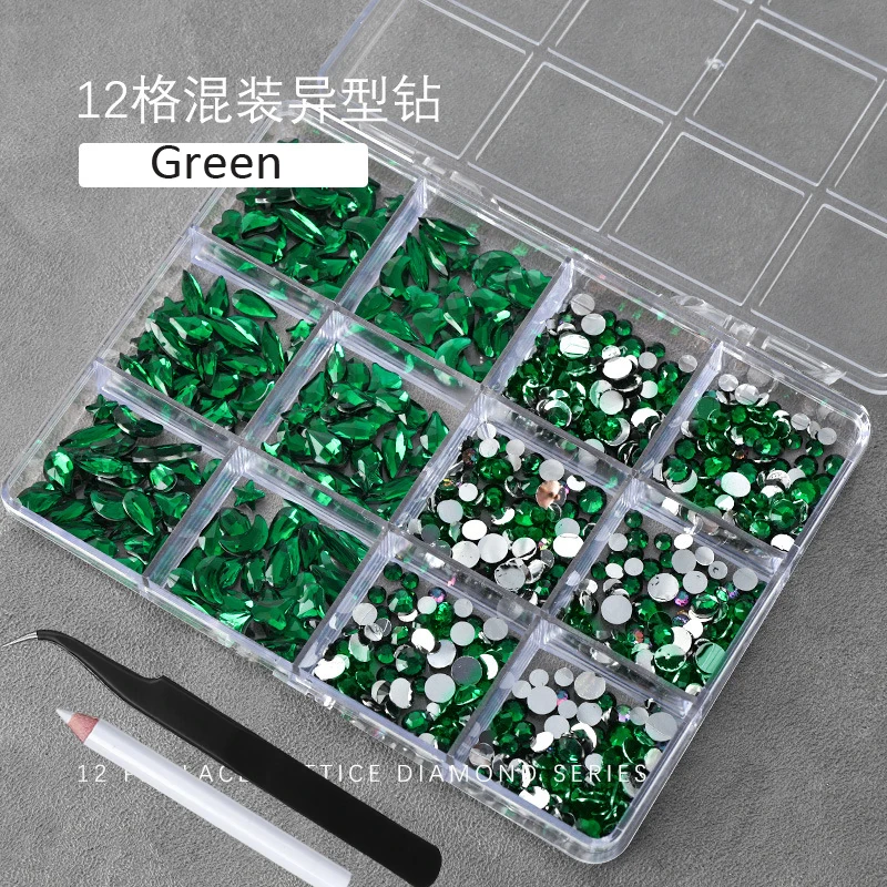3D Baby Blue Multi-Shape Nail Art Rhinestones
