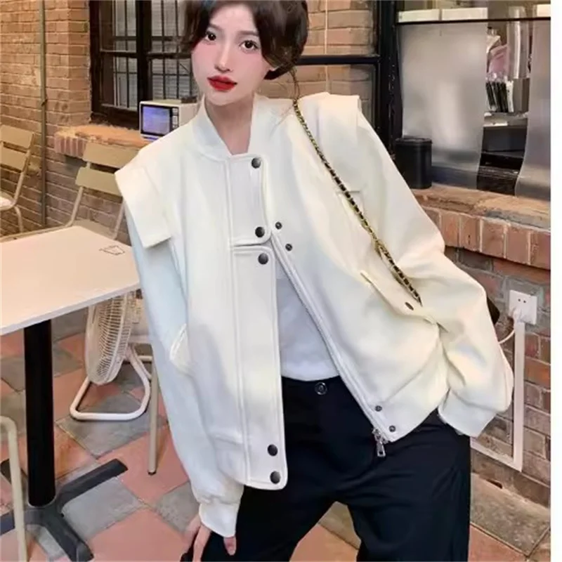 Jackets Baseball Jackets Long Sleeved Jackets Women's 2024 Spring Design Sense Niche Loose Fitting Slim Petite top for Commuting