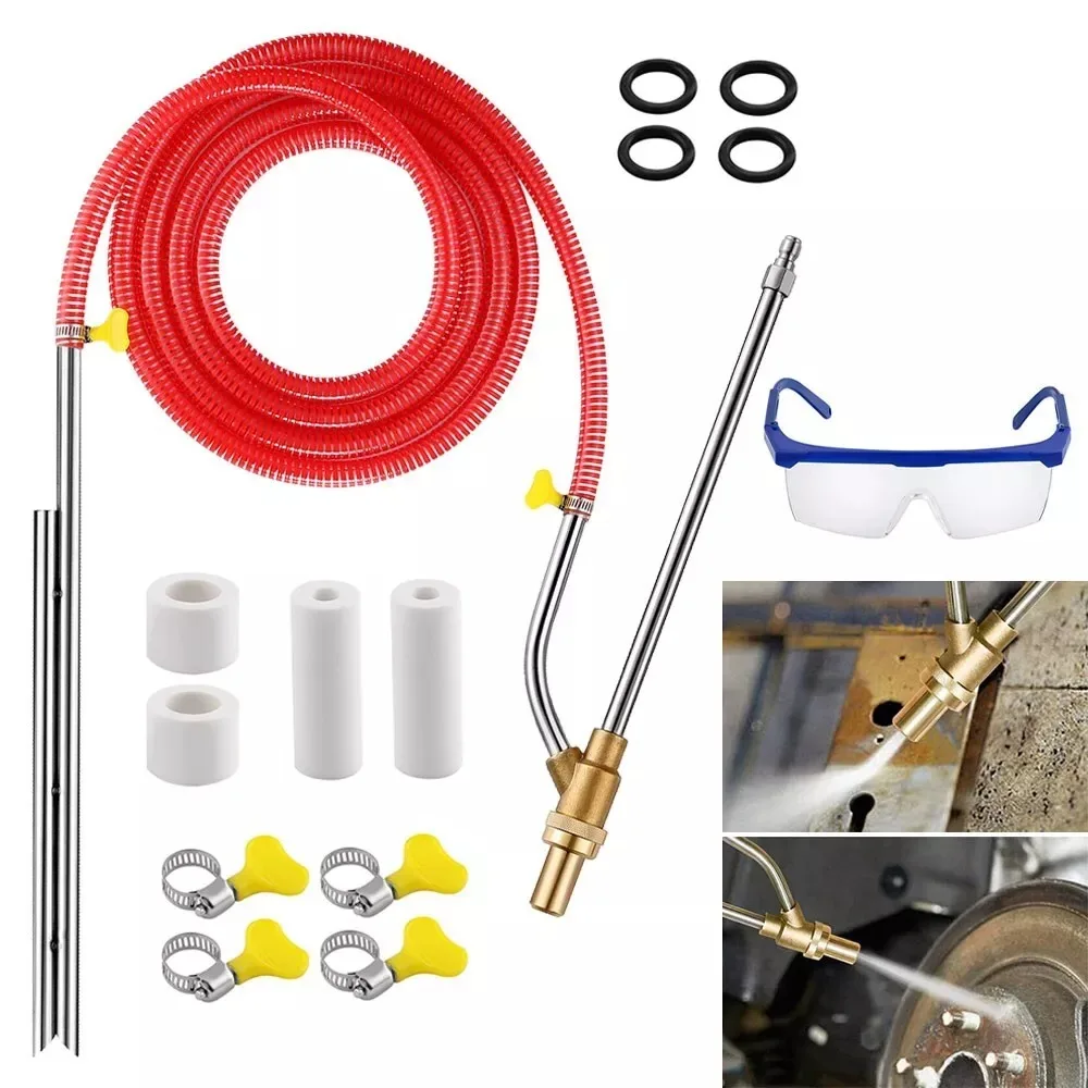 5000PSI Pressure Washer Sandblasting Kit High Pressure Quick Disconnect Wet Abrasive Sand Blaster Attachment Derusting Garden