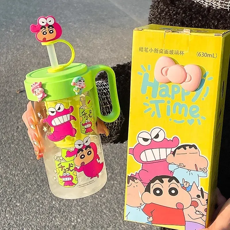 In Stock Anime Crayon Shin-chan 630ml High Quality Cute Milk Ceramic Cold Drink Cup High Borosilicate Glass Cup Birthday Gifts