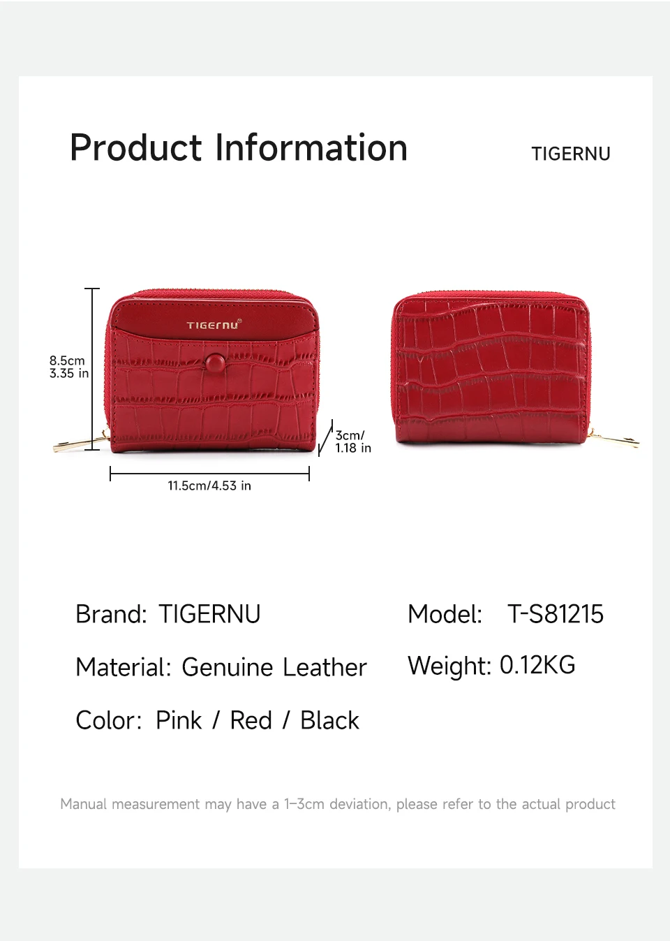 Tigernu Neue Geldbörse Frauen Mode Kurze Brieftasche Aus Echtem Leder Leichte ID Karte Halter Reise Bargeld Münze Tasche Mit Reißverschluss – Detail 14